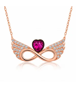 ​Gümüş Rose Kanatlı Sonsuz Kalp Kolye