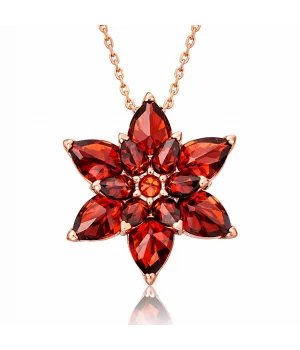 Gümüş Rose Kırmızı Lotus Çiçeği Kolye