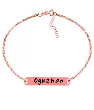 Gümüş Rose Kişiye Özel İsimli Bayan Bileklik