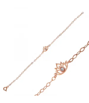 Gümüş Rose Lotus Çiçeği Kadın Bileklik