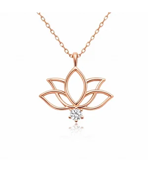 Gümüş Rose Lotus Çiçeği Kadın Kolye