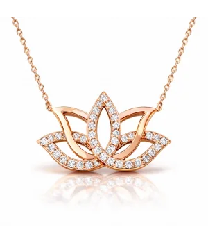 Gümüş Rose Lotus Çiçeği Kolye
