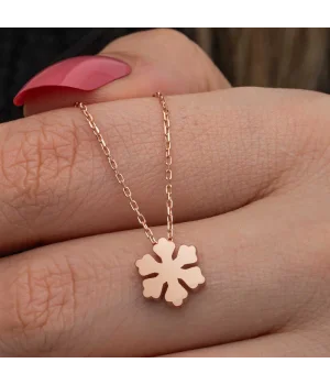 Gümüş Rose Minimal Kar Tanesi Kadın Kolye