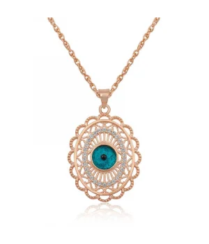 ​Gümüş Rose Oval Nazar Bayan Kolye