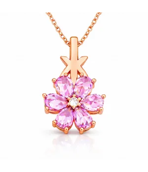 Gümüş Rose Pembe Sevgi Çiçeği Kadın Kolye