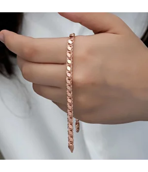 Gümüş Rose Pullu Zincir Kadın Bileklik