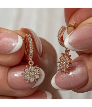 Gümüş Rose Sallantılı Güneş Kadın Küpe