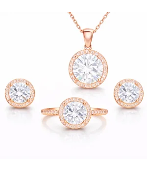 Gümüş Rose Yuvarlak Montür Tek Taş Set