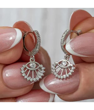 Gümüş Sallantılı Göz Kadın Küpe