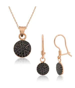 ​Gümüş Siyah Yuvarlak Bayan Set