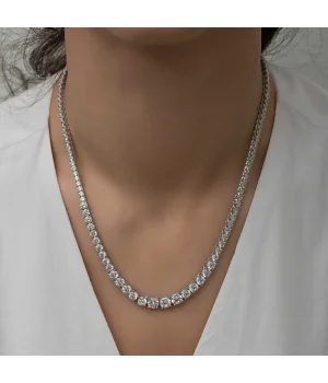 Gümüş Süzme Beyaz Taşlı Su Yolu Kadın Kolye