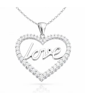 Gümüş Taşlı Love Bayan Kolye