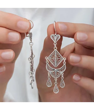 Gümüş Telkari Sallantılı Kadın Küpe
