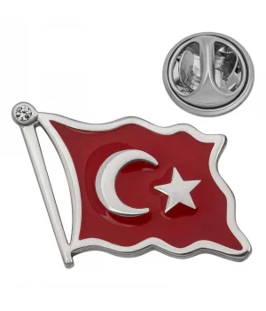 Gümüş Türk Bayrağı Rozet