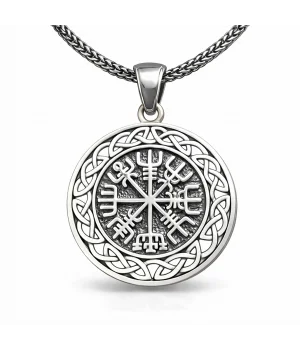 Gümüş Vegvisir Viking Pusulası Erkek Kolye