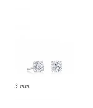 Gümüş Yuvarlak Tek Taş Zirkon Küpe - 3 mm