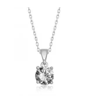 Gümüş Yuvarlak Zirkon Taşlı Kadın Kolye