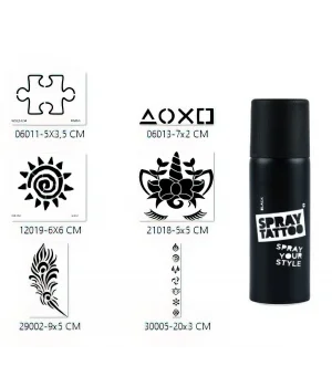 Güneş Ve Yaprak Sprey Dövme Seti Spray Tatto