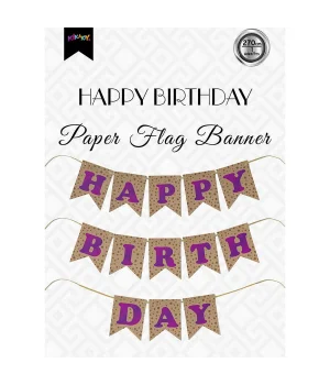 Happy Birthday Kraft Zemin Mor Harf Afiş
