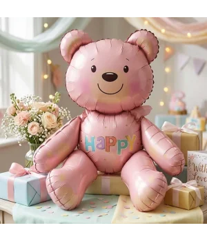 Happy Yazılı Mutlu Ayıcık Folyo Balon