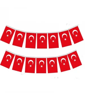 İpe Dizili Türk Bayrağı (40lı)-12x20 cm