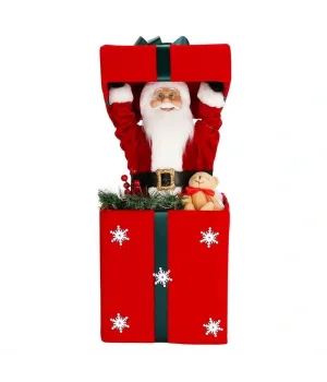 Işıklı Noel Baba Figürlü Dekoratif Hediye Kutusu 59 cm