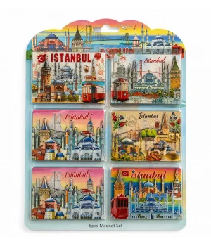 İstanbul Temalı Ahşap Buzdolapı Süsü Magnet 6Lı Set Alk5808