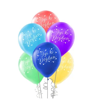 İyi ki Doğdun Baskılı Karışık Renk Balon 12