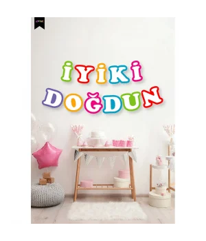 İyi ki Doğdun Harf Afiş -Rainbow Renkler-