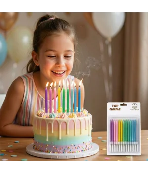 Karışık Renk Doğum Günü Mumu Seti 8 cm 12 Parça