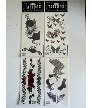 Kartal Gül 4 Adet Birden Yapıştırma Geçici Dövme