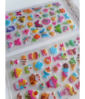 Kelebek ve Şekerleme 3D Kabartmalı Sticker Çıkartma seti