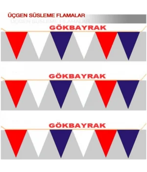 Kırmızı-Beyaz -Mavi-Üçgen Flama-23x28 cm