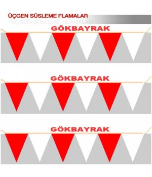 Kırmızı-Beyaz- Üçgen Flama-23x28 cm