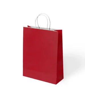 Kırmızı Büküm Saplı Kraft Çanta 25x31cm