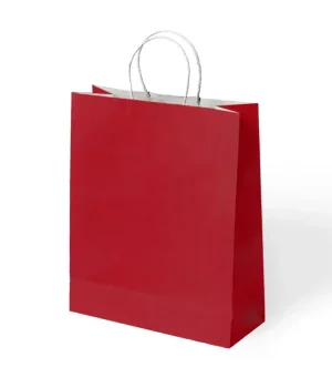 Kırmızı Büküm Saplı Kraft Çanta 45x50cm