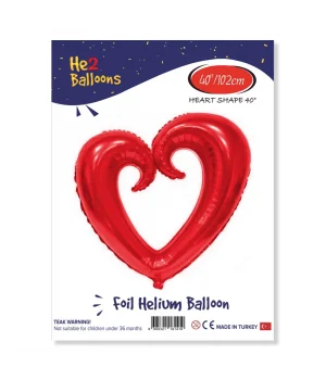 Kırmızı İçi Boş Kalp Folyo Balon 40