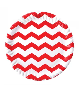 Kırmızı Zigzag Karton Tabak 23 cm