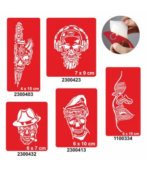 Korkusuz kuru kafa Modeller Dövme Şablonu Kına Deseni