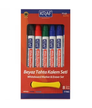 Kraf Beyaz Tahta Kalemi ve Silgi Seti 8 Parça