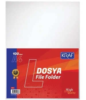 Kraf Deliksiz L Tipi Poşet Dosya A4 100lü Paket