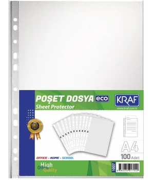 Kraf Eco Poşet Dosya A4 100lü Paket