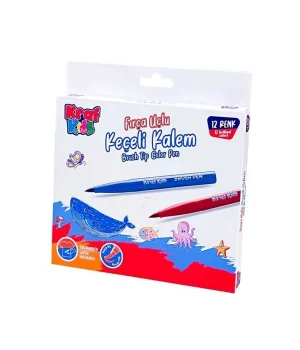 Kraf Kids Fırça Uçlu Keçeli Kalem 12 Renk