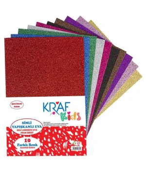 Kraf Kids Simli Yapışkanlı Eva 50x70 cm. 10 Renk
