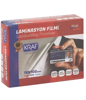 Kraf Laminasyon Filmi 78x102 mm 125 Micron 100lü