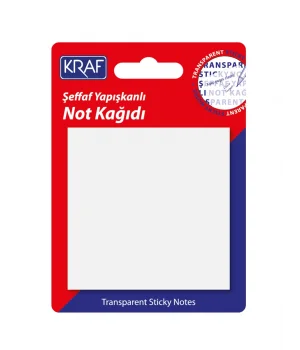 Kraf Şeffaf Post-it Yapışkanlı Not Kağıdı 76x76 mm. 50 yaprak ŞEFFAF