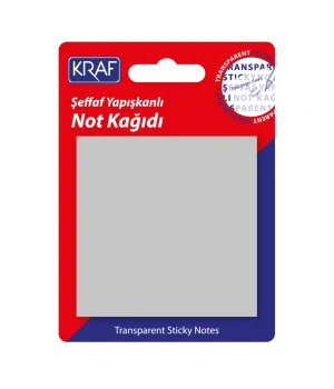 Kraf Şeffaf Post-it Yapışkanlı Not Kağıdı 76x76 mm. 50 yaprak ŞEFFAF GRİ