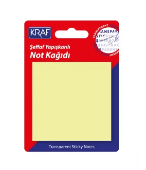 Kraf Şeffaf Post-it Yapışkanlı Not Kağıdı 76x76 mm. 50 yaprak ŞEFFAF SARI