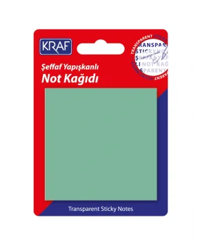 Kraf Şeffaf Post-it Yapışkanlı Not Kağıdı 76x76 mm. 50 yaprak ŞEFFAF YEŞİL