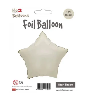 Krem Yıldız Folyo Balon 18